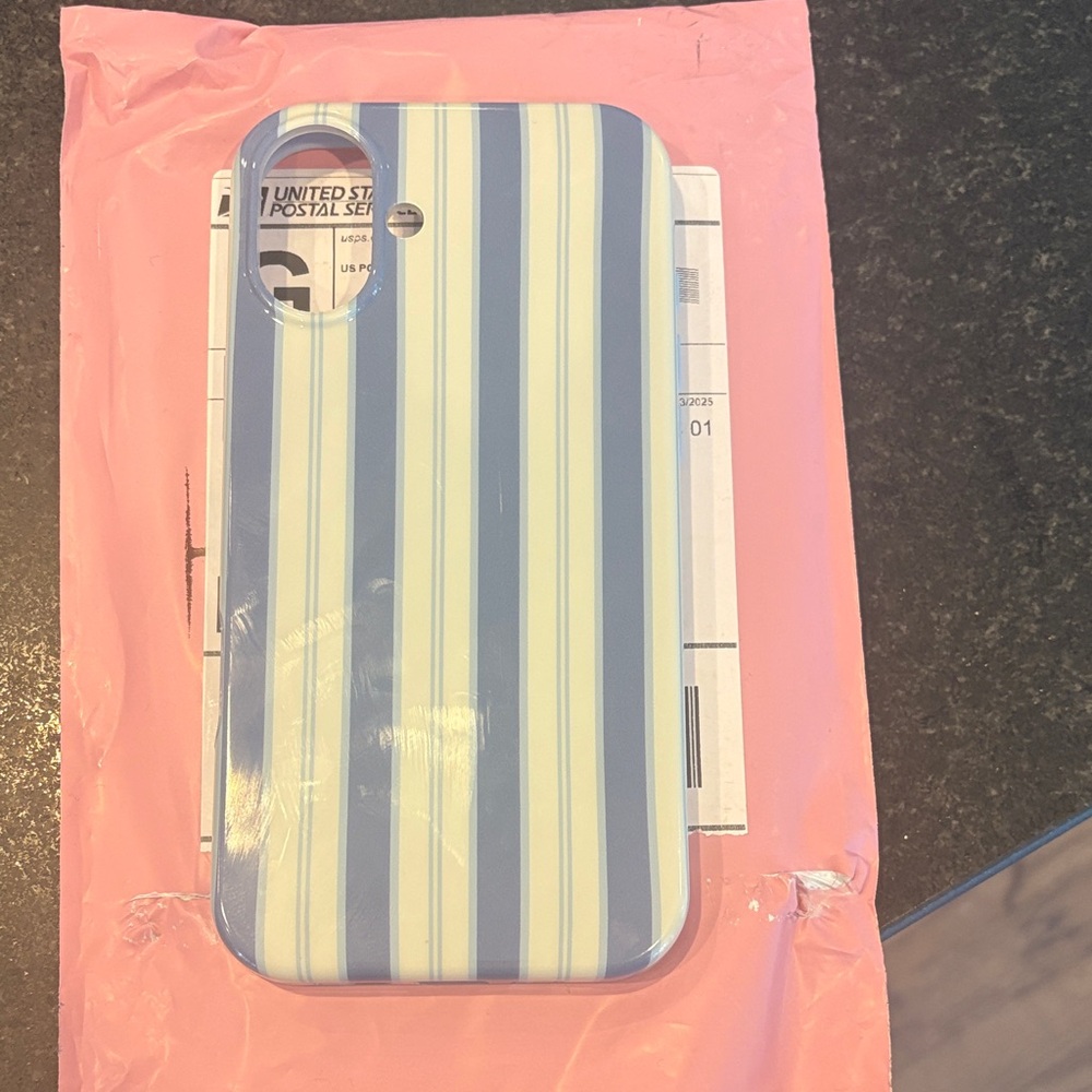 Striped Blue and White Phone Case Dairy Boy IPhone 16 plus